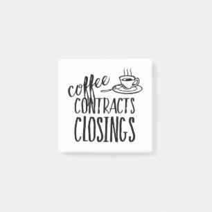 Coffee Contracts Closings Real Estate Agent Post-it Notes
