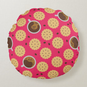 Coffee & Cookies Round Cushion
