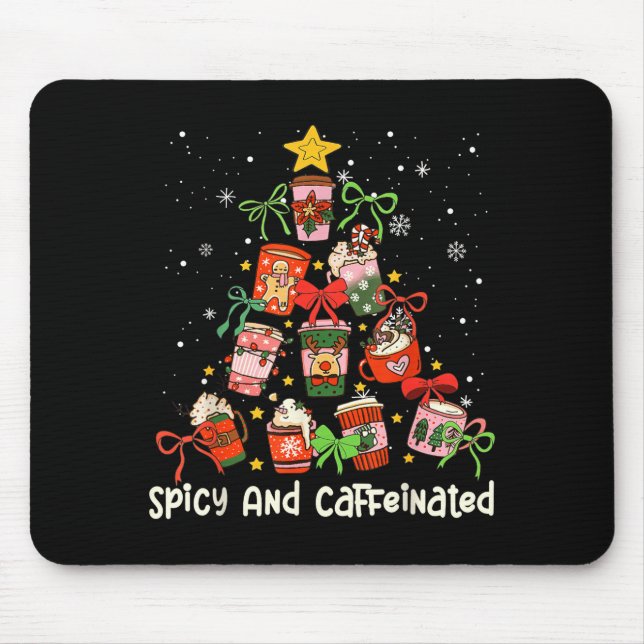 Coffee Coquette Bow Xmas Tree Christmas Scy Caffei Mouse Mat (Front)