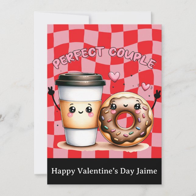 Coffee Couple Funny Valentines Day Postcard (Front)