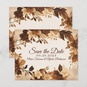 Coffee & Cream Autumn Floral Theme Wedding invite