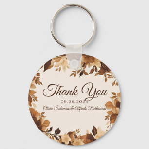Coffee & Cream Autumn Floral Theme Wedding invite Key Ring