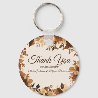 Coffee & Cream Autumn Floral Theme Wedding invite  Key Ring