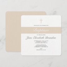 Coffee Cream baptism invitation