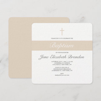 Coffee Cream baptism invitation