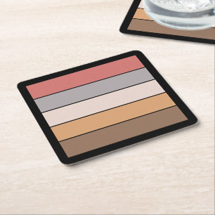 Coffee Cream Grey Dusty Rose On Watercolor Paper  Square Paper Coaster
