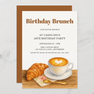 Coffee & Croissant 29th Adult Birthday Brunch Invitation