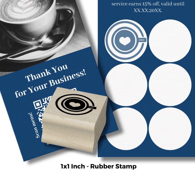 Coffee Cup - 1" Round - Loyalty Card Rubber Stamp (Coffee Cup - 1" Round - Loyalty Card Rubber Stamp)