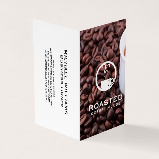 Coffee Cup and Beans Business Card (Outside)