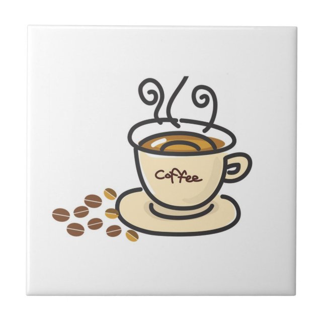 Coffee Cup and Coffee Beans Design Tile (Front)