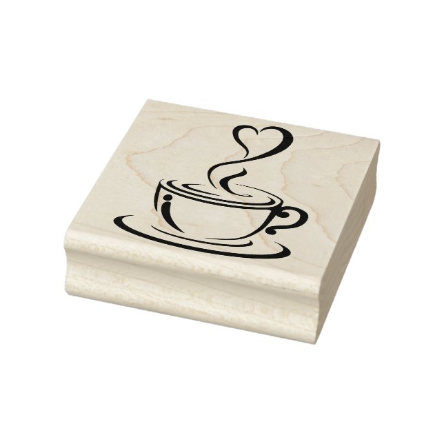 Coffee Cup and Heart Rubber Stamp (Stamp)