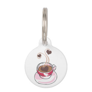 Coffee Cup and Hearts Pet Tag