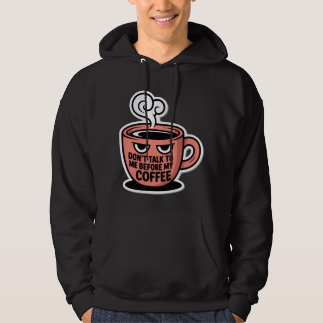 coffee cup,angry face expression,  hoodie (Front)