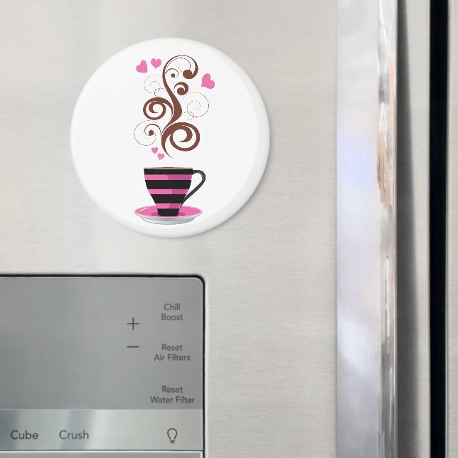 Coffee Cup, Arabica Coffee, Black Coffee, Hearts Magnet (In Situ (Fridge))