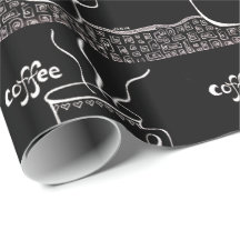 Coffee Cup Art in Black and White Wrapping Paper