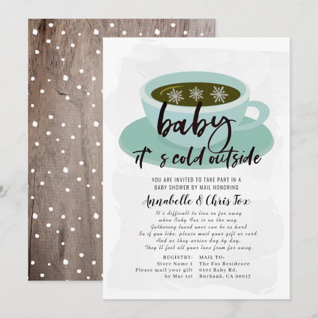 Coffee Cup Baby Its Cold Baby Shower by Mail Invitation (Front/Back)