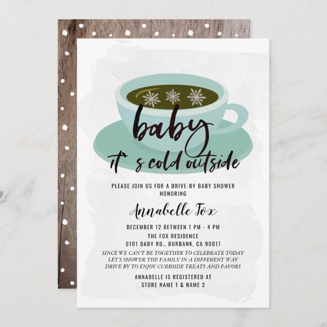 Coffee Cup Baby Its Cold Drive-by Baby Shower Invitation (Front/Back)