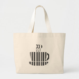 COFFEE CUP BAR CODE Mug Barcode Pattern Design Large Tote Bag