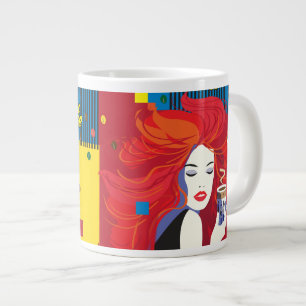 Coffee Cup Beaitiful Fashion Woman POP-ART Trendy