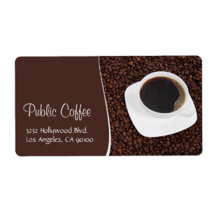 Coffee Cup & Beans Address Label