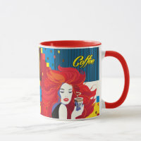 Coffee Cup Beautiful Fashion Woman POP-ART Trendy