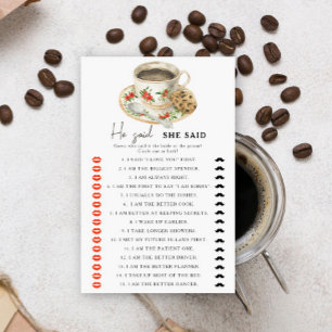 Coffee cup Bridal shower He said she said game