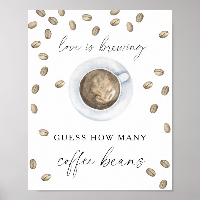 Coffee cup bridal shower How many coffee beans Poster (Front)