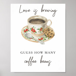 Coffee cup bridal shower How many coffee beans Poster