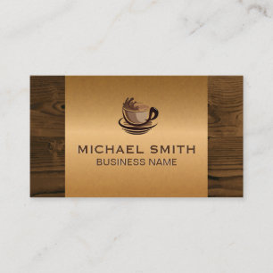 Coffee Cup   Bronze Metallic Wood Loyalty Card