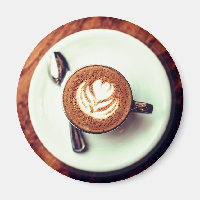 Coffee cup cappuccino brown white latte magnet (Front)