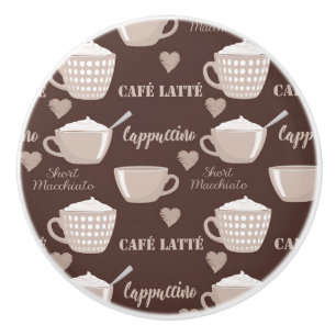 Coffee Cup Cappuccino Lover Machiatto Heart Ceramic Knob