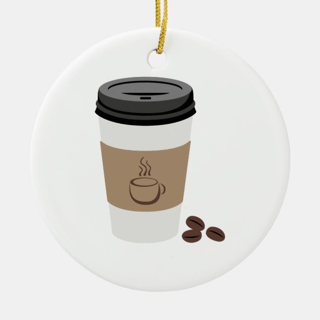 Coffee Cup Ceramic Tree Decoration (Front)