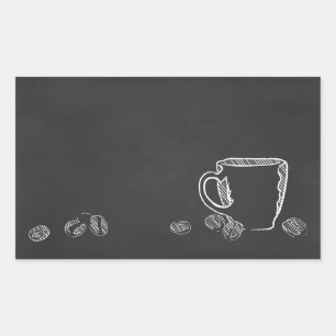 COFFEE CUP CHALK RECTANGULAR STICKER