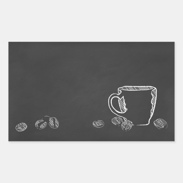 COFFEE CUP CHALK RECTANGULAR STICKER (Front)