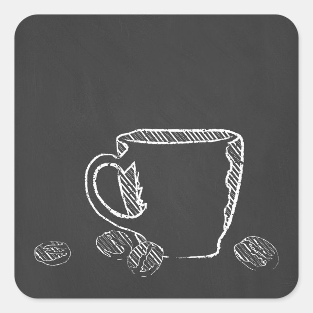 COFFEE CUP CHALK SQUARE STICKER (Front)