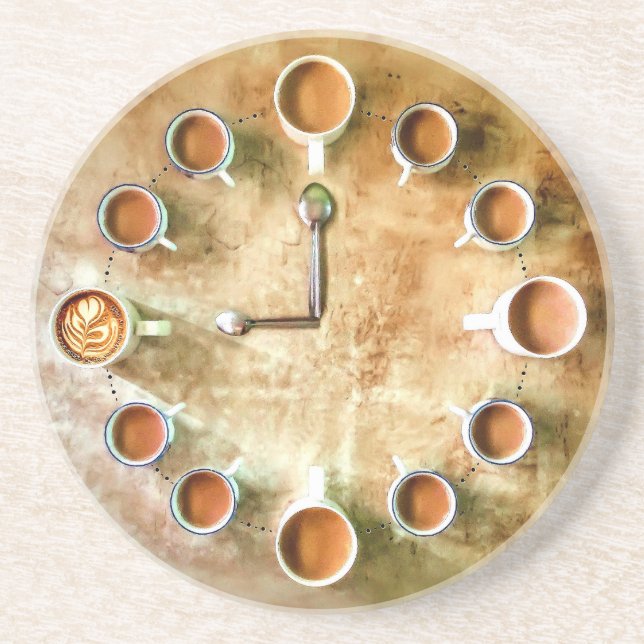 Coffee cup clock coffee time design coaster (Front)