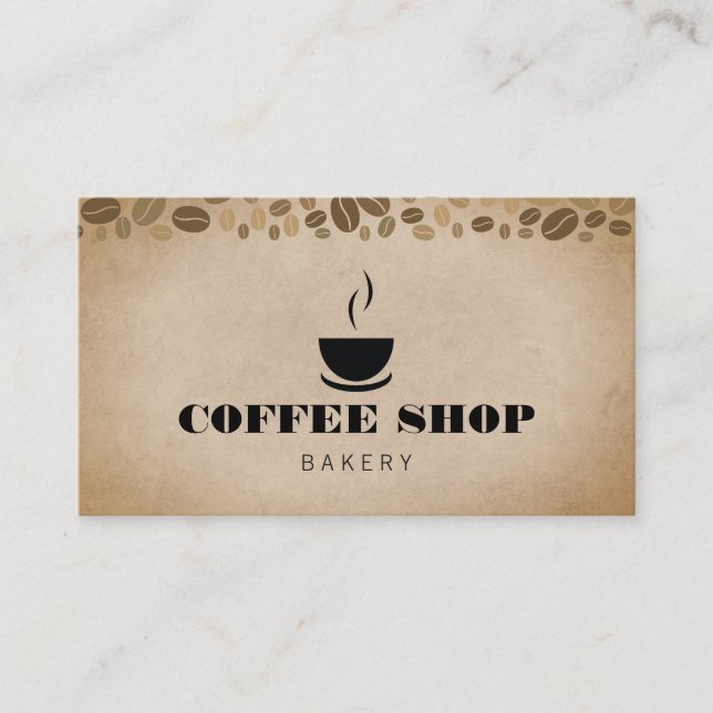 Coffee Cup Coffee Beans Business Card (Front)
