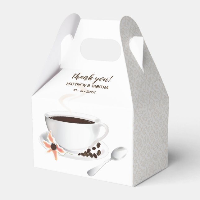 Coffee Cup Coffee Beans | Wedding Thank You Favour Box (Front Side)
