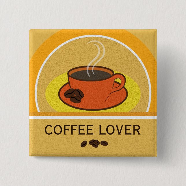 Coffee Cup Coffee Lover Coffee Beans Square Button (Front)