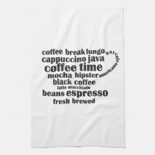 Coffee cup design tea towel