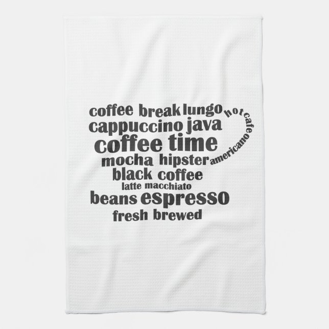 Coffee cup design tea towel (Vertical)