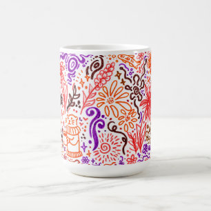 Coffee Cup Doodle Art Mug, Colourful Hand Drawn De