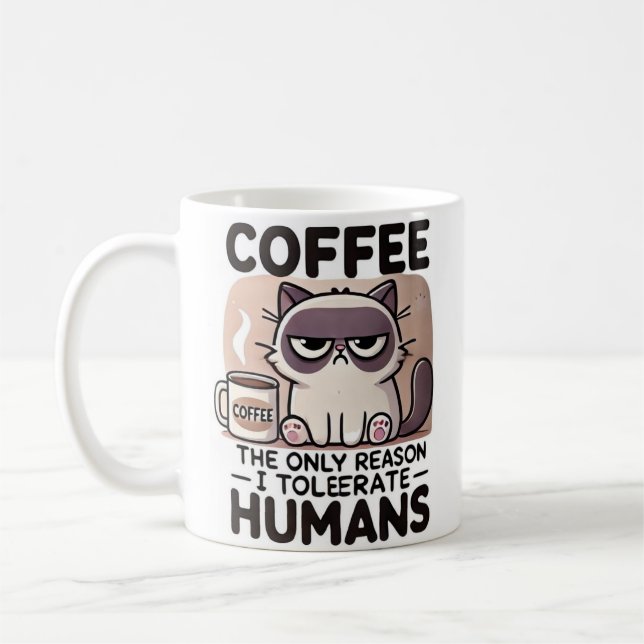 Coffee Cup - Fun, sarcastic cat puff (Left)