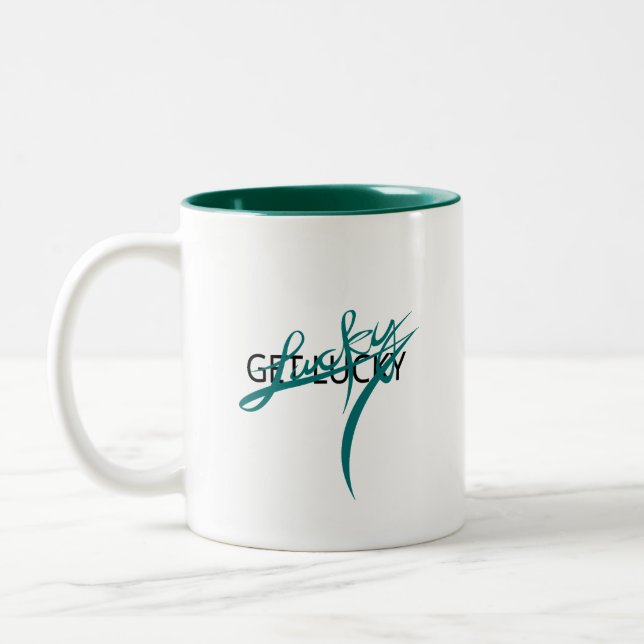 Coffee Cup: Get Lucky Two-Tone Coffee Mug (Left)