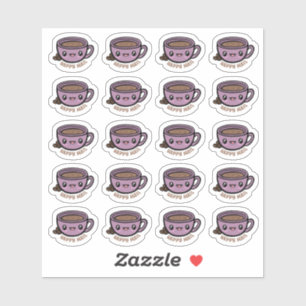 Coffee Cup Happy Mail Custom-Cut Vinyl Sticker