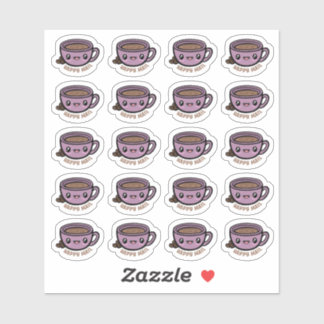 Coffee Cup Happy Mail Custom-Cut Vinyl Sticker