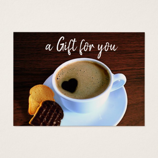 Coffee Cup Heart Shaped Foam Cookie Gift Card (Front)