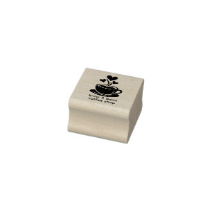 Coffee Cup Heart Steam Loyalty Punch Rubber Stamp