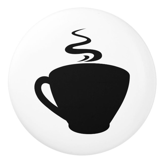 Coffee Cup Icon with Steam Ceramic Knob (Front)