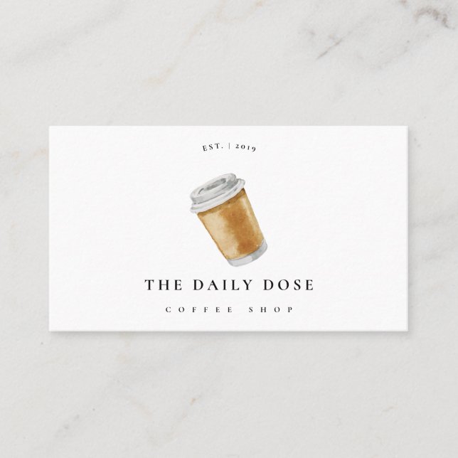 Coffee Cup Illustration coffee shop Business Card (Front)